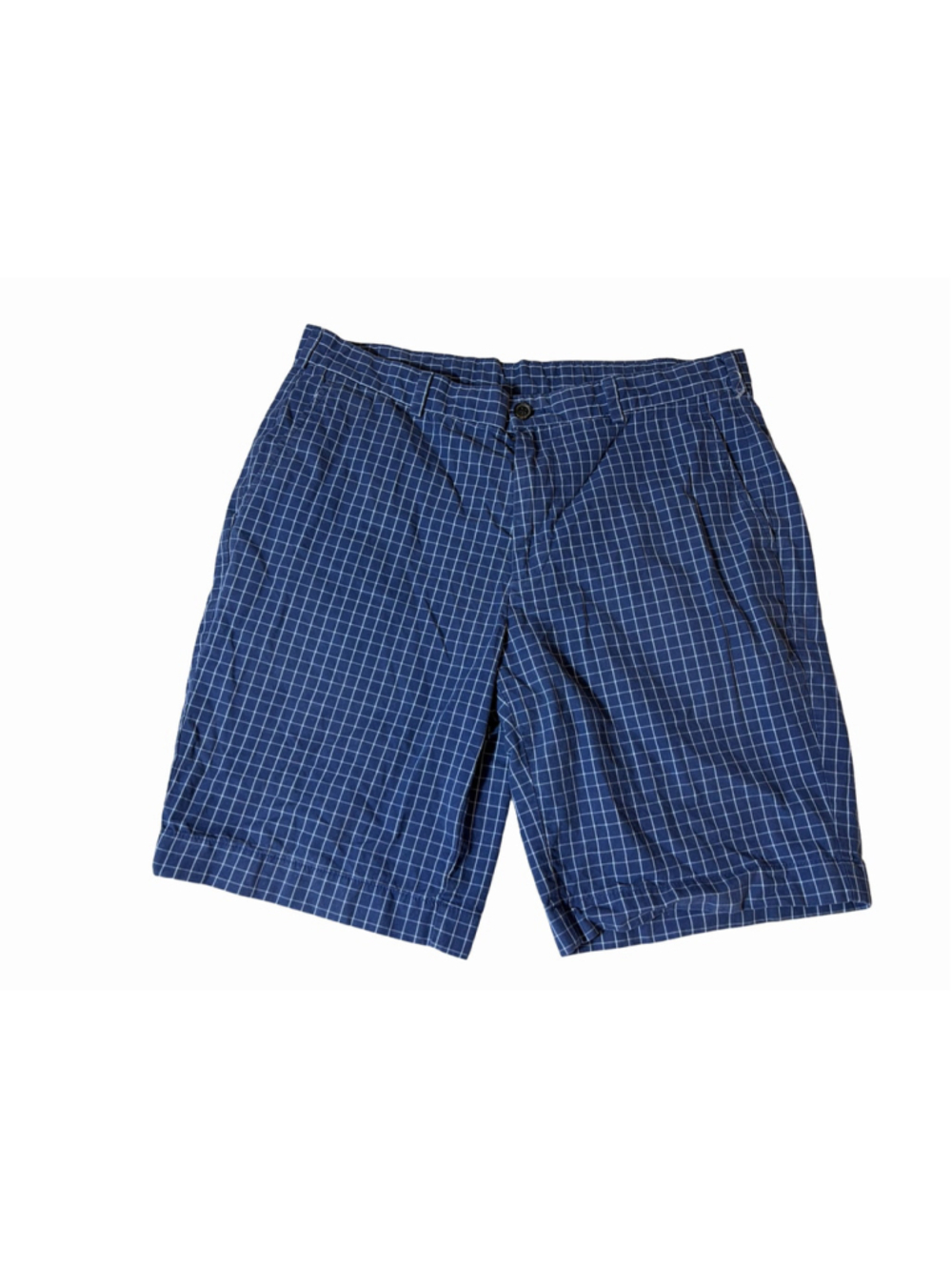 Brooks Brothers Men’s 36 Blue Windowpane Plaid Cotton Chino Shorts